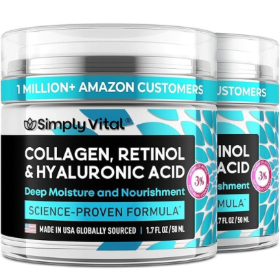 SimplyVital Collagen Face Moisturizer - Anti-Aging Retinol Cream for Face, Neck & Décolleté with Hyaluronic Acid